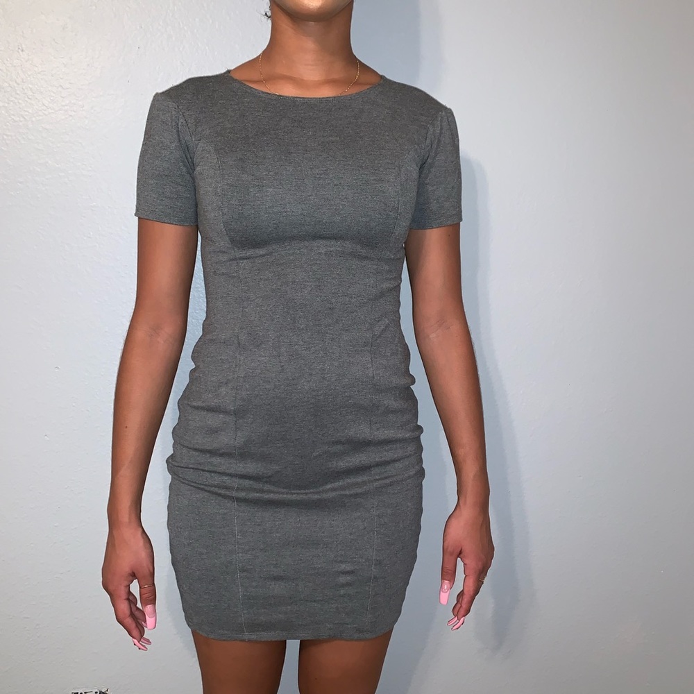 Grey form fitting dress